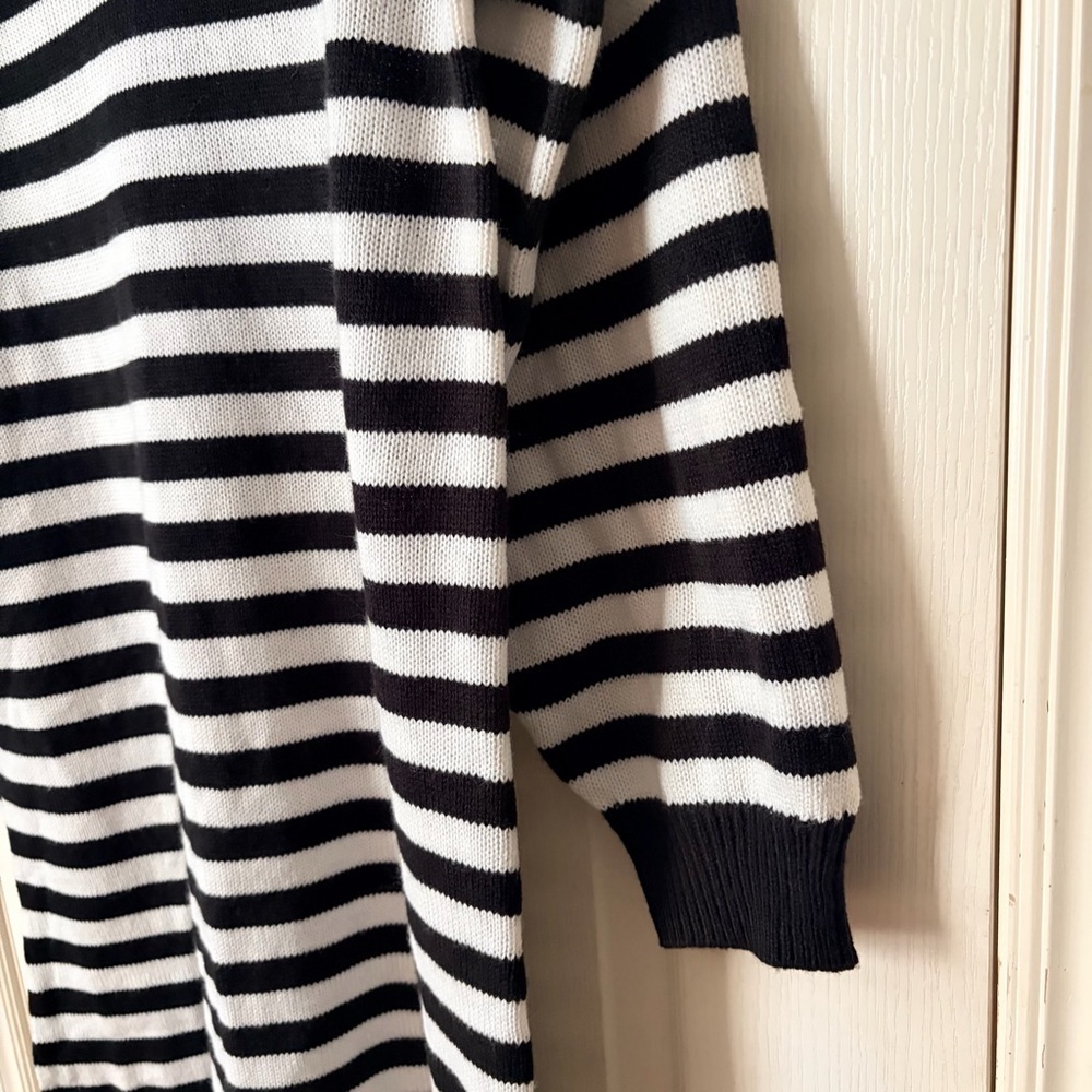 VICI Pasquale Black and White Striped Knit Collared Midi Dress, Large - Picture 7 of 12